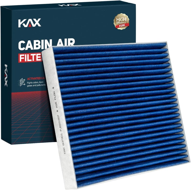 KAX فلتر هواء المقصورة الممتاز، GCF001(CF10285) بديل لكامري، كورولا، هايلاندر، توندر، RAV4، 4Runner، سيينا، RX350 فلتر المقصورة، فلتر مقصورة بامتصاص قوي مع كربون نشط مطور - Image 1